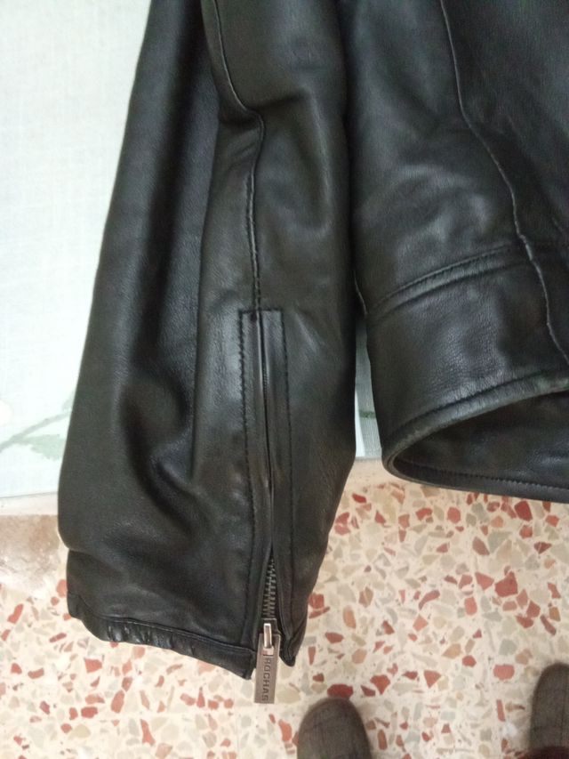 Cazadora Biker Piel Negra Rochas