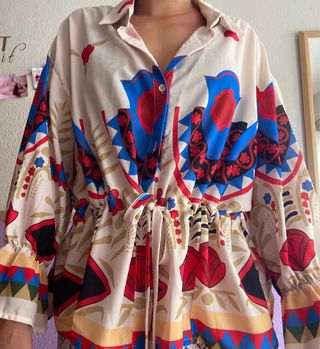 Camisa larga mujer estampada 
