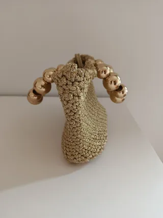 Bolso fiesta mini dorado con perlas