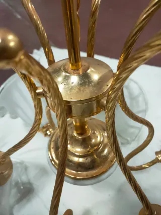 Lampadario ottone e vetro Murano