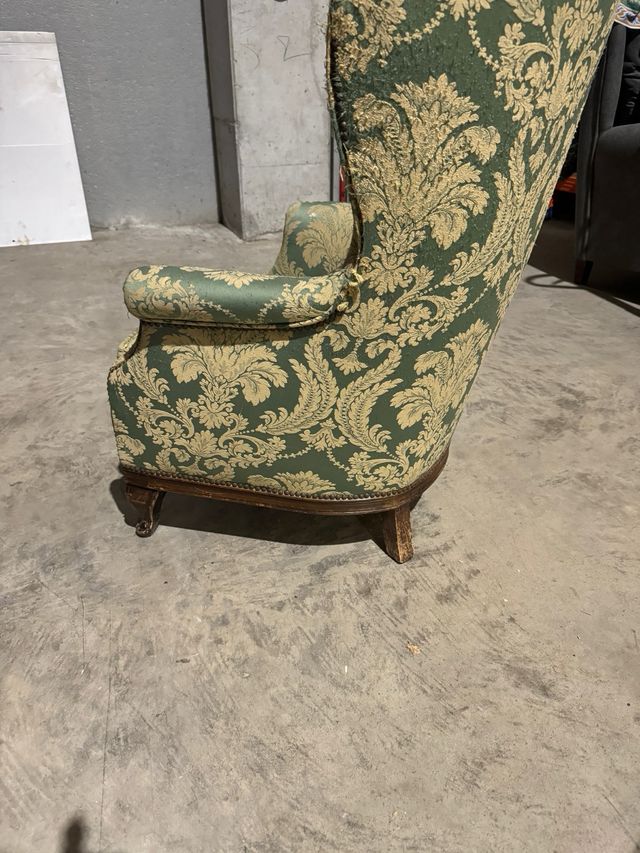 Sillón vintage tela verde