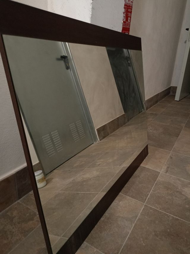 Espejo de baño madera y cristal