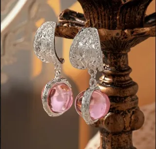Pendientes Plata Rosa Vintage