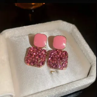 Pendientes cuadrados rosa y fucsia