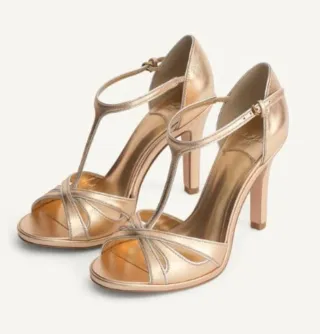 Nuevas! Sandalias Zara T-Strap Doradas Talla 41