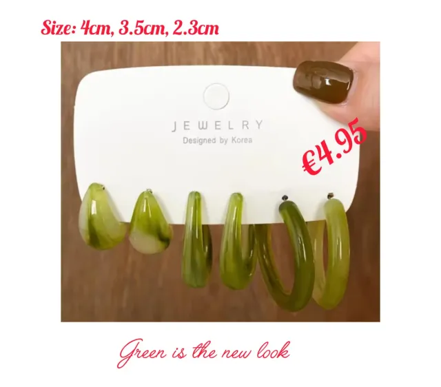 Pendientes verdes estilo coreano