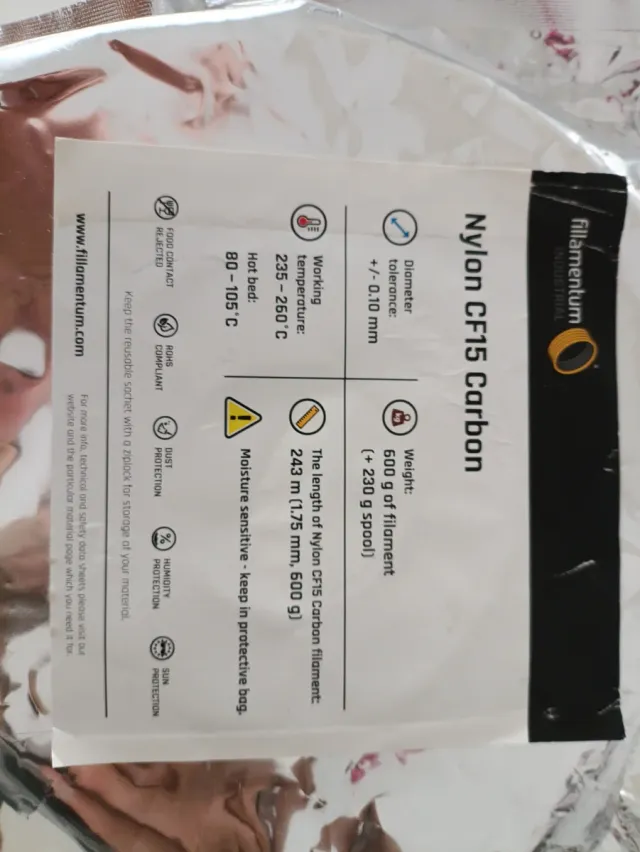 Filamento Nylon CF15 Carbon 1.75mm