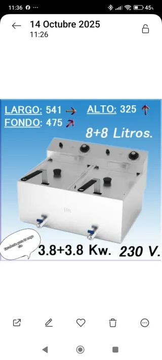 Freidora Eléctrica Fainca HR Doble Cuba