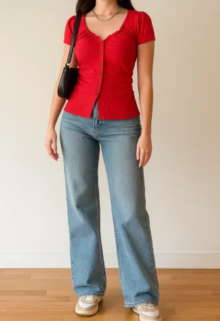 Camiseta roja con botones