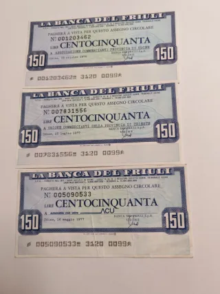 Miniassegni Banca del Friuli - 3 pezzi