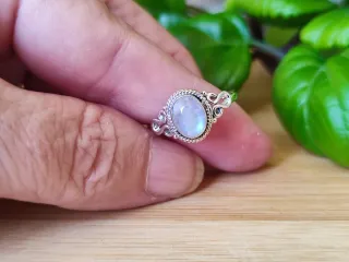 Anillo Plata Piedra Luna talla 18