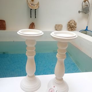 Candelabros de madera blancos (2 unidades)