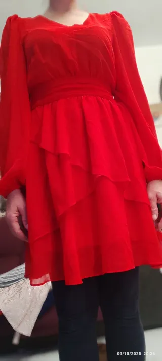 Vestido rojo volantes