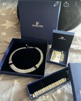 Conjunto Swarovski Espectacular Plata Turquesa