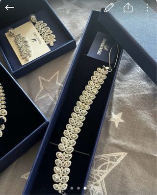 Conjunto Swarovski Espectacular Plata Turquesa