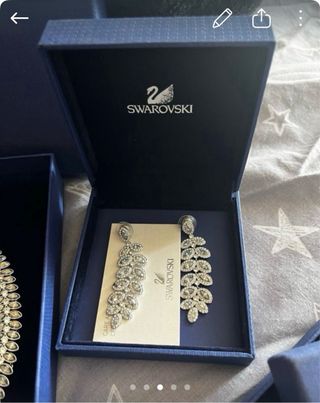 Conjunto Swarovski Espectacular Plata Turquesa