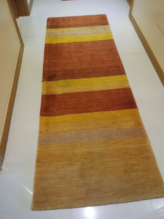 Alfombra de Pasillo Rayas Marrón y Amarillo