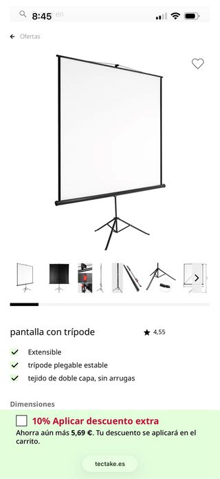 Proyector 152 cm Negro