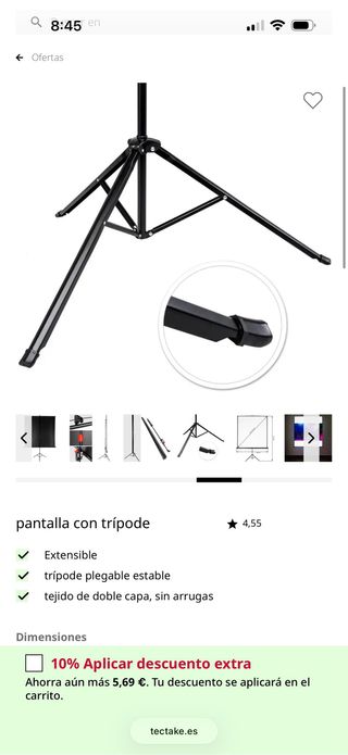 Proyector 152 cm Negro