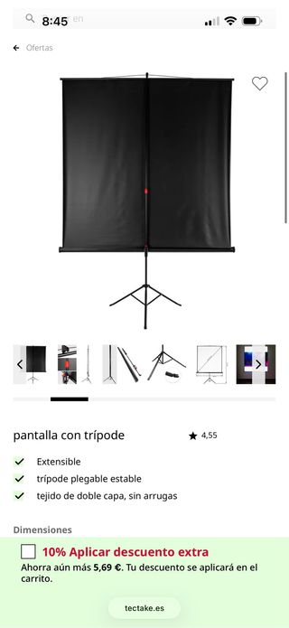 Proyector 152 cm Negro