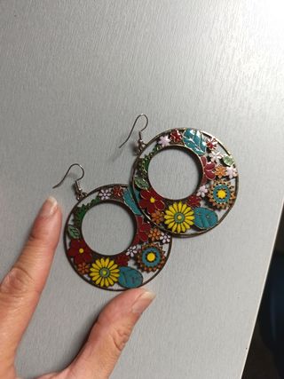 Pendientes Aro Flores Colores.