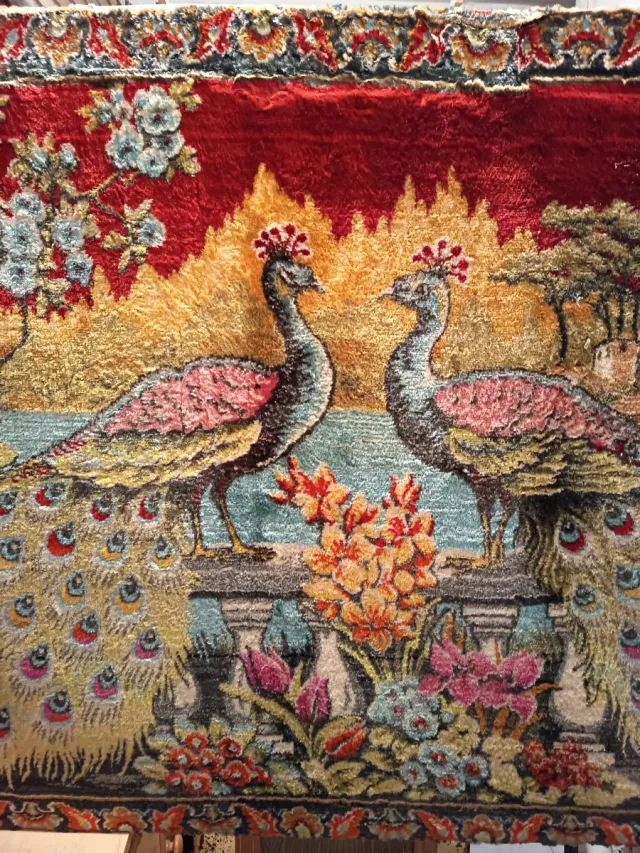 Tapiz de pared con pavos reales