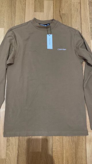 Camiseta Calvin Klein Hombre Manga Larga Marrón