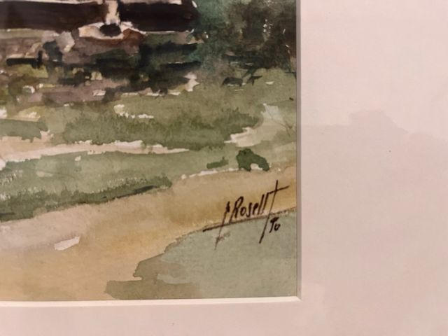 Acuarela Rosell 1976 Hórreo con Marco