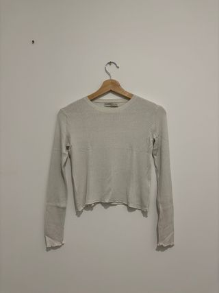 Top manga larga blanco de Pull & Bear