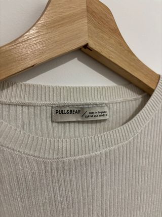 Top manga larga blanco de Pull & Bear