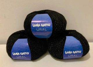 3 Gomitoli Lana Gatto Ural Nero lurex
