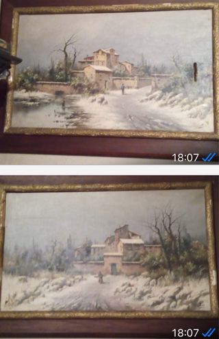2 Cuadros Óleo BRIN Paisaje Invierno