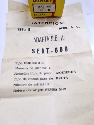 Piñon motor arranque SEAT 600 N