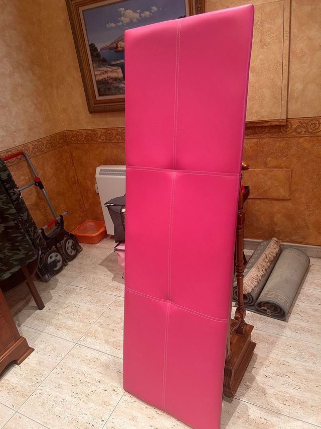 Cabecero tapizado polipiel rosa