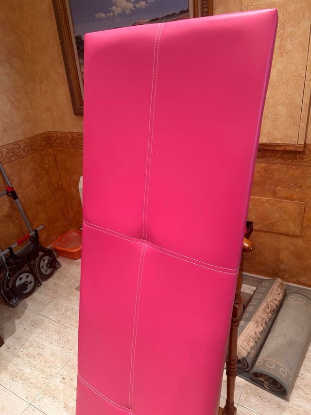 Cabecero tapizado polipiel rosa