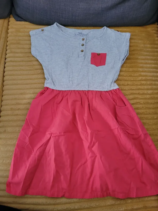 Vestido niña gris y rosa