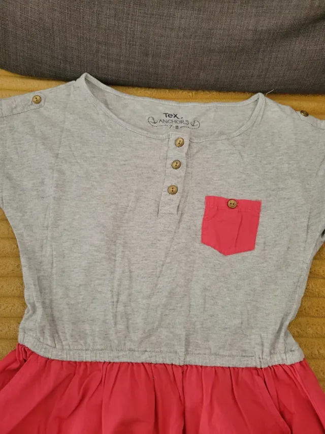 Vestido niña gris y rosa