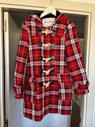 Abrigo Kling cuadros rojos y negros talla XS