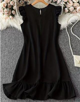 Vestido Casual de Mujer con Cuello Redondo y Adorn