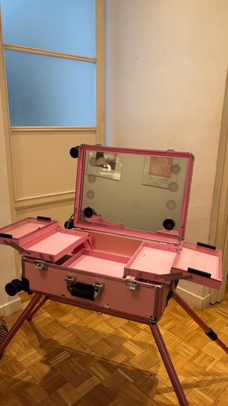 Maletín Tocador Rosa con Espejo y Luces