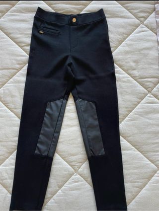 Pantaloni neri bambina con inserti ecopelle