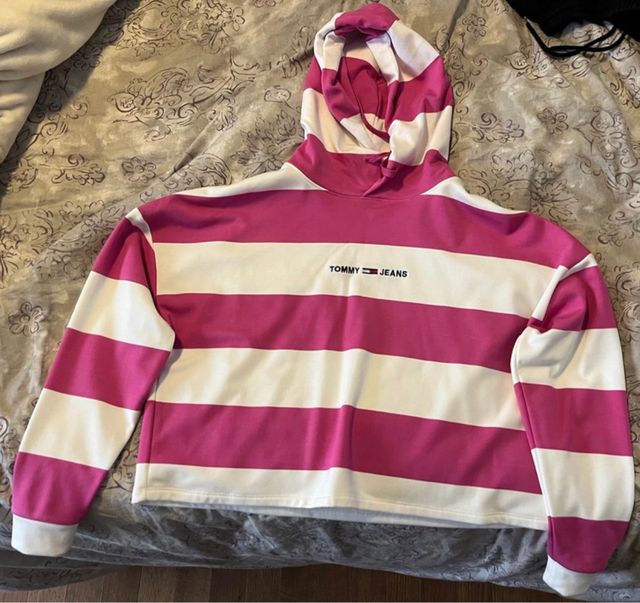 Felpa Tommy Hilfiger righe rosa e bianche