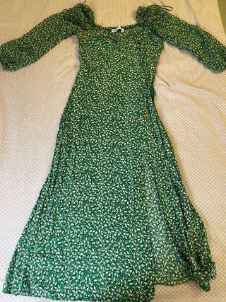 Vestido largo verde estampado Zara