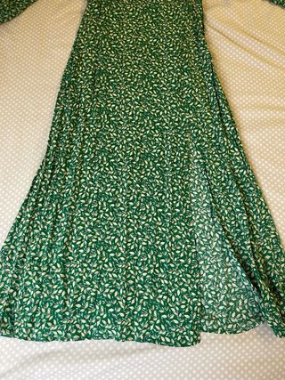 Vestido largo verde estampado Zara