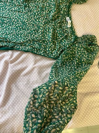 Vestido largo verde estampado Zara