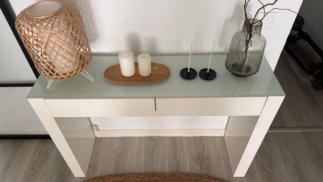 Mesa consola cristal y madera