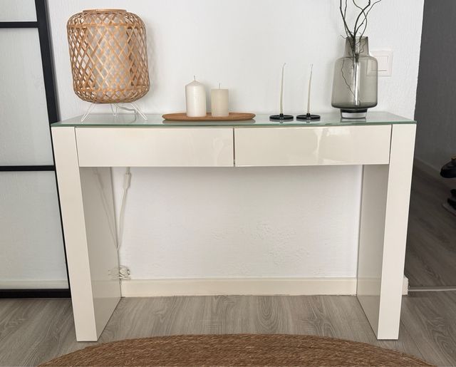 Mesa consola cristal y madera