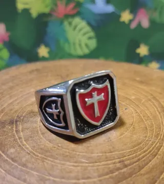 Anillo Acero Cruz Templario 20mm