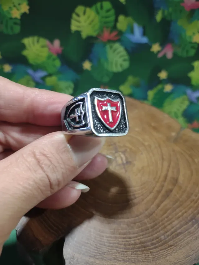 Anillo Acero Cruz Templario 20mm