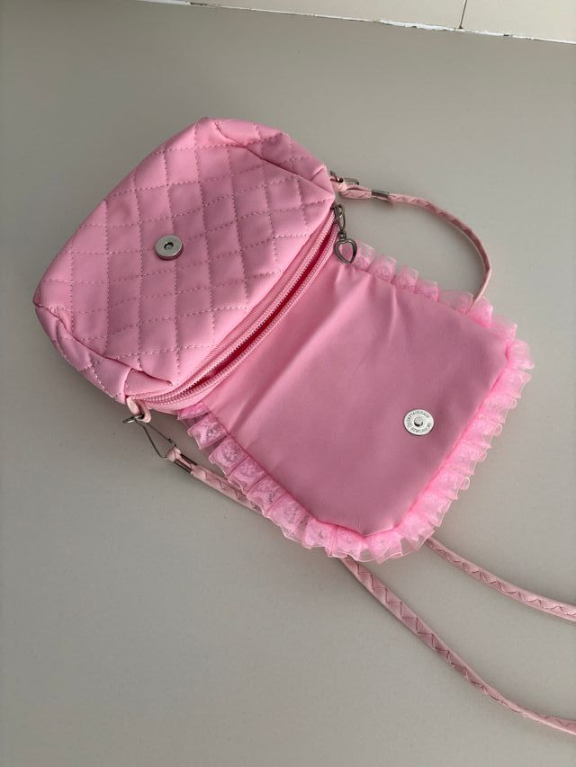Bolso infantil rosa y blanco